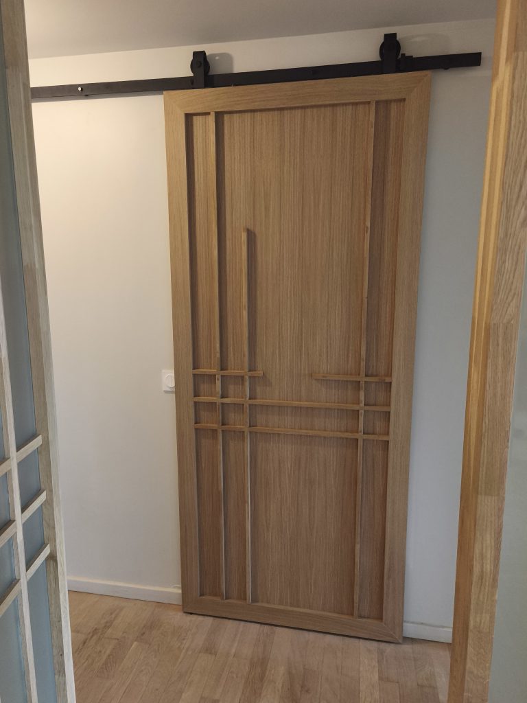 Atelier Godefroy - Porte coulissante plaqué chêne
